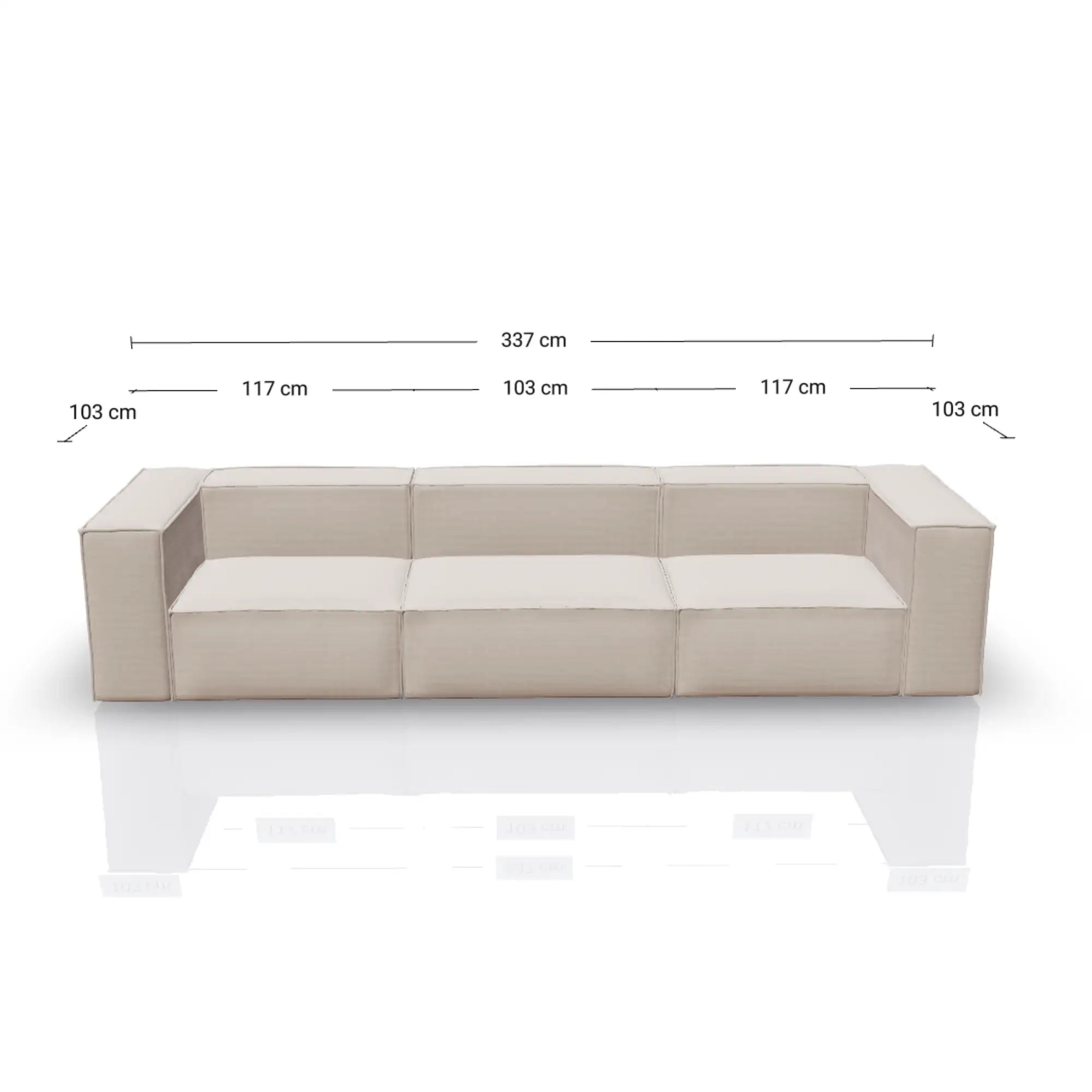 Modulares Sofa Sewilla (4-Sitzer) Webstoff Beige