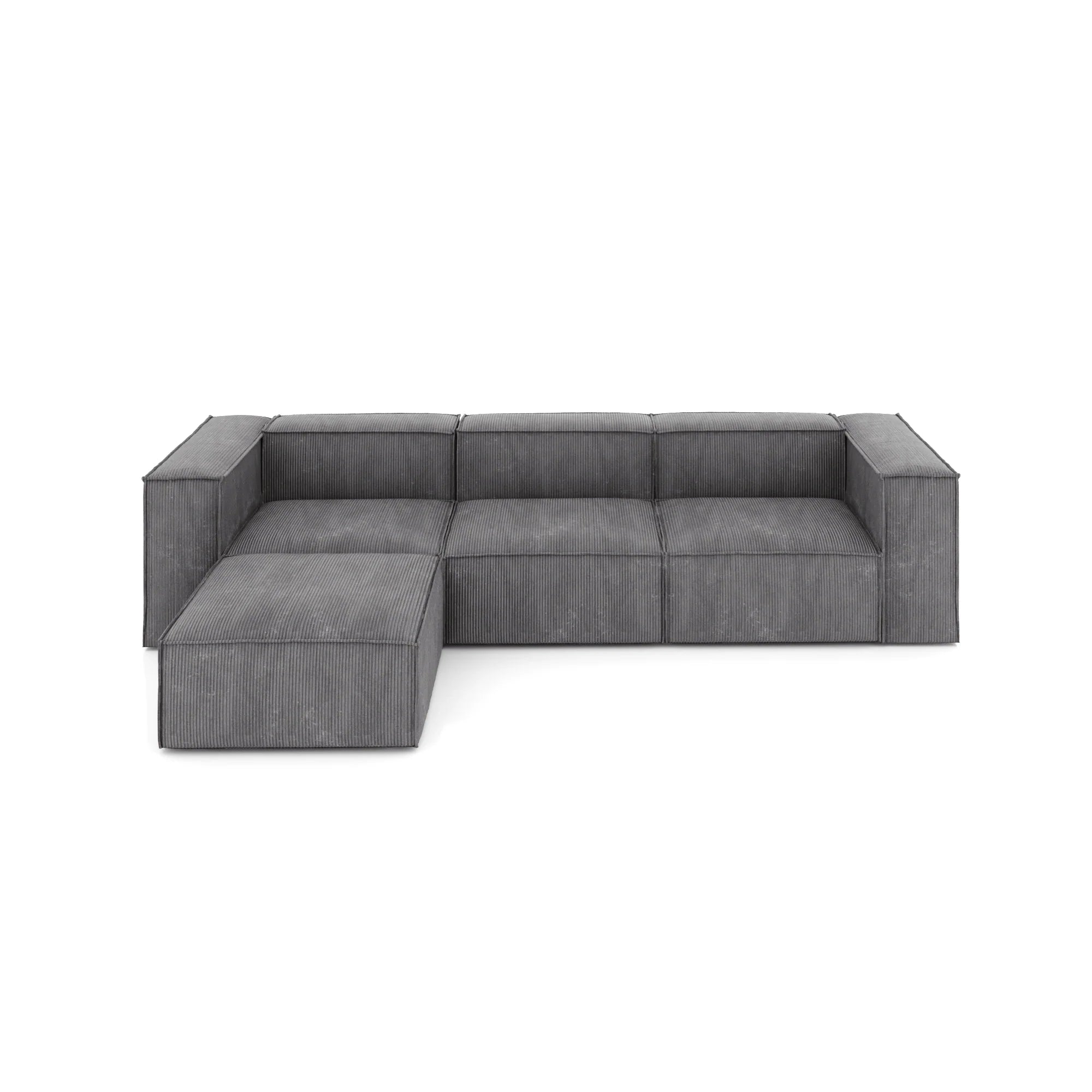 Modulares Sofa Sewilla (4-Sitzer) mit Pouffe Kord Anthrazit