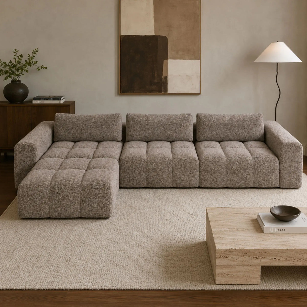 Modulares Sofa Comora (4-Sitzer) mit Pouffe