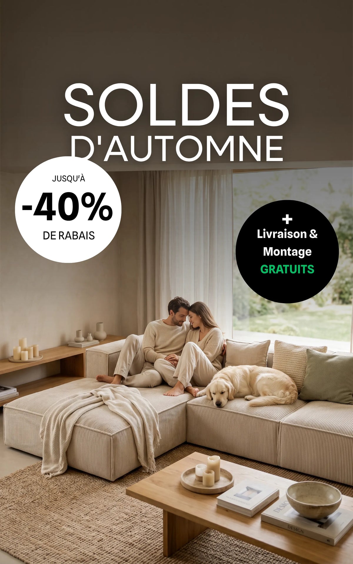 Soldes d'automne – jusqu'à -40% de rabais, livraison et montage gratuits