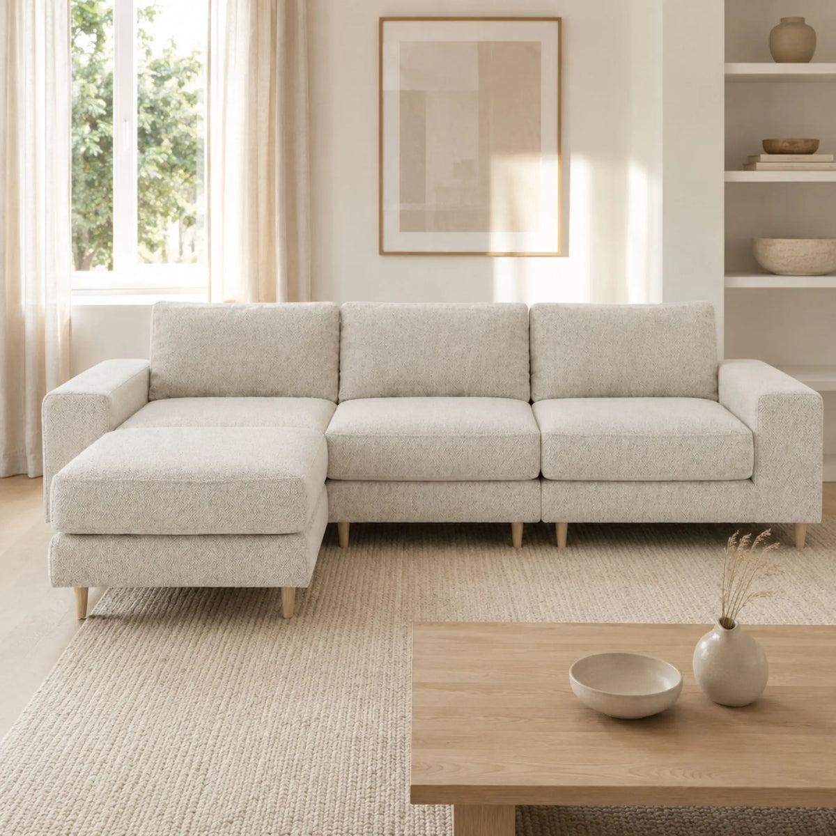 Modulares Sofa Lauria (4-Sitzer) mit Pouffe