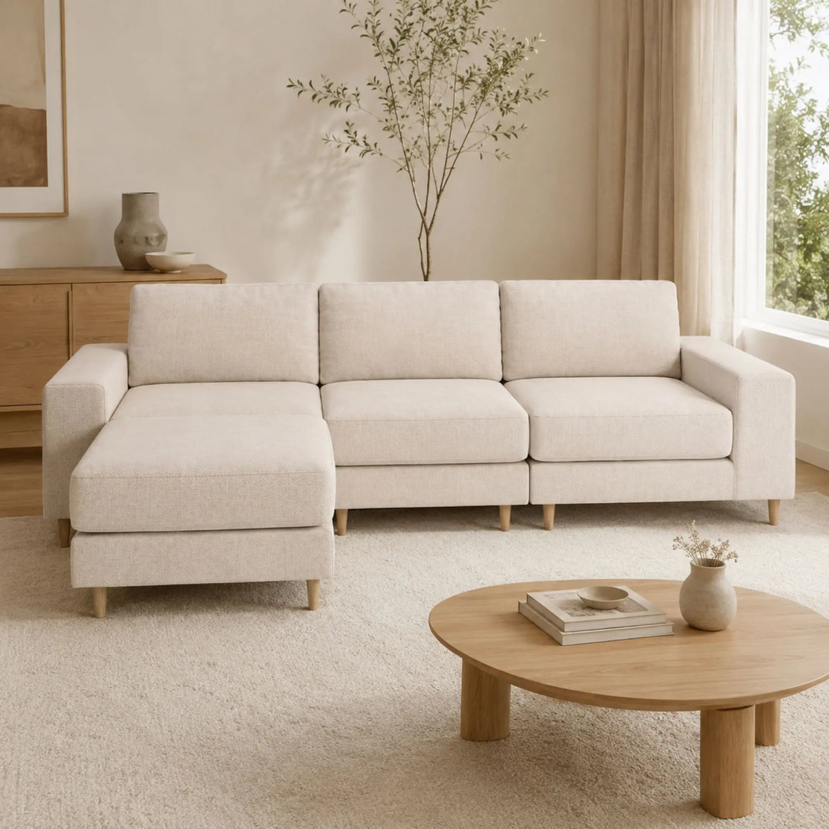 Modulares Sofa Lauria (4-Sitzer) mit Pouffe