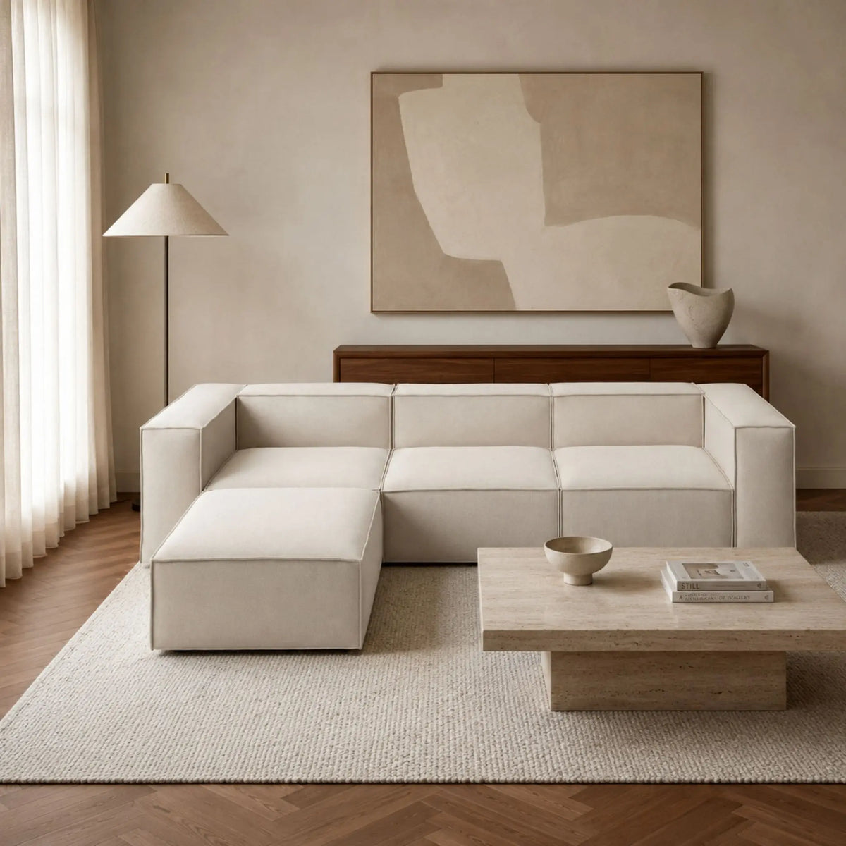 Modulares Sofa Sewilla (4-Sitzer) mit Pouffe